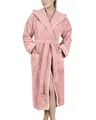 LAYNENBURG Bademantel Damen Frottee - Kapuze - Lang - 100% Baumwolle (360g/m2) - OEKO TEX Standard 100 - Größe (S, Rosa)