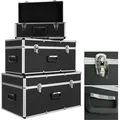 AREBOS 3er Set Transportkoffer | Alu Boxen 200L | abschließbar & wasserdicht - Schwarz