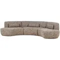 Sofa Batavier 6-Sitzer, robuster Melange-Stoff, modern halbrund, hellbraun, inkl. Kissen