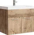 Badplaats Badmöbel Set mit Waschbecken und Unterschrank Montreal 01 60 x 35 cm Kastanien Eiche - Waschbeckenunterschrank mit Waschbecken