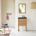 Badezimmerschrank Edgar aus massivem Teakholz und Premium-Terrazzo Moon 60 cm
