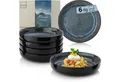 SÄNGER Teller Set Manila, (6 St), Pastaschalen Set, Steingut, Handmade, Blau-Schwarz, VALUE COLLECTION