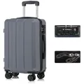 Premium Reisekoffer TSA-Schloss,YKK-Reißverschluss Hartschalen-Koffer Trolley Kabinenkoffer Rollkoffer Suitcase Handgepäck 4 Rollen (Grau, L) - Grau