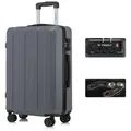 YONSLY Hartschalen-Trolley Premium Hartschalen-Reisekoffer, 4 Rollen, TSA-Schloss, YKK-Reißverschluss, austauschbare Rollen/Griffe grau 66 cm