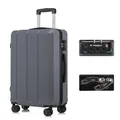 YONSLY Premium Reisekoffer TSA-Schloss,YKK-Reißverschluss Hartschalen-Koffer Trolley Rollkoffer Suitcase Handgepäck 4 Rollen (Grau, L)