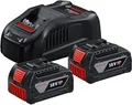 Bosch Professional Akku Starter-Set 1600A00B8J | 2x 18V 5,0Ah Li-Ion | Schnellladegerät GAL 1880 CV | COOLPACK | Schwarz