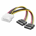K16 SATA Stromadapter Kabel – 4-Pin Molex auf 2× SATA 15-Pin Buchse, PC Netzteil Adapter, 20 cm