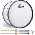 Große Marsch Trommel 26" x 12" Marschtrommel weiß mit Tragegurt zum Top-Preis!