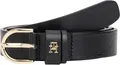 Tommy Hilfiger Damen Gürtel Essential Effortless 2,5 cm Ledergürtel, Schwarz (Black), 85 cm