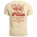 Neverless Print-Shirt Herren T-Shirt Backprint Pizza Lovers Club Printshirt Grafikshirt mit Print beige M