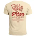 Neverless® Herren T-Shirt Backprint Pizza Lovers Club Printshirt Grafikshirt Fashion Streetstyle Baumwolle Natur M