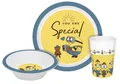 Kindergeschirr Minions Gentleman 3teilig PP, Geschirrset, Teller, Schale, Becher, Kunststoff, unzerbrechlich, 3-teilig, Bob, Dave, Stuart, Kevin, Teddy, GEDA, GEDA LABELS, BPA frei, Geschirr
