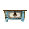 Shabby Chic Holztruhe Schatztruhe Truhe Kiste Box Holz Indien Türkis 80cm