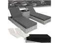 tectake® 2er Set Aluminium Rattan Sonnenliegen, wetterfest und UV-beständig, Tisch mit Staufach, inklusive 2 Bezugssets und Schutzhülle