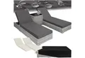 tectake Gartenliege Aluminium Rattan Sonnenliegen, inklusive 2 Bezugssets und, Liegestuhl, 1 St., in hellgrau, wetterfest und UV-beständig, Tisch mit Staufach, Sicherheitsglasplatte