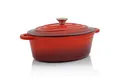 BBQ-Toro Bräter Gusseisen Cocotte, 4,3 l, rot, oval, Emaillierter Gusseisen Bräter, Gusseisen