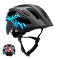Crazy Safety Kinder & Junior Fahrradhelm (6-12 Jahre) – Graffiti Splash Design – Leichter In-Mold Helm mit USB-aufladbarem LED-Licht (9 Modi) – Für Fahrrad, Roller & Skateboard