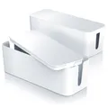 Bearware 2x Kabelbox, Kunststoff, 40,6 x 15,6 x 13,4 cm, rutschfeste Füße, weiß