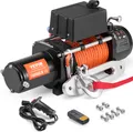 VEVOR Elektrische Seilwinde, 10.000 lb, 12 V DC LKW-Winde mit 7/20 Zoll x 65 Fuß Synthetikseil, Aluminium-Seilführung, kabellose und kabelgebundene Fernbedienung, IP55 wasserdicht zum Schleppen