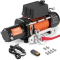 VEVOR Elektrische Seilwinde, 10.000 lb, 12 V DC LKW-Winde mit Φ7/20 Zoll x 65 Fu_ Synthetikseil, Aluminium-Seilführung, kabellose und kabelgebundene