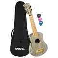Cascha 2315E Sopran Ukulele Bamboo Graphit Bundle mit Tonabnehmer