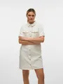 Jeanskleid "VMJENNIE SS SHORT DENIM DRESS NOOS", Gr. S (36) - N-Gr, Cloud Dancer N-Gr