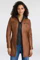Ledermantel "Bente", 2-in-1-Lederjacke mit abnehmbarem Kapuzen-Inlay aus Jerseyqualität, Gr. XS/34, cognac