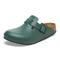 Birkenstock Damen Herren Boston Pro Hausschuhe Leder Pantoletten - Clogs - Zertifiziert nach EN ISO 20347:2043 - Berufsschuhe für Medizin, Gastronomie und Service - Thyme - 46