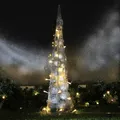 Pyramide 60 cm mit 30 LED beleuchtet aus Metall silber Weihnachten beleuchtet