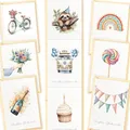 LOViLEE 10x Geburtstagskarten Set mit Umschlag & Stickern - Glückwunschkarten Geburtstag, Happy Birthday Karte - Postkarten - Geburtstagskarte Frau, Geburtstagskarten Mann, Geburtstagskarte Kinder