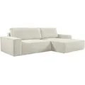 Ecksofa mit Schlaffunktion - Ecke rechts - Cord - Khaki - AMELIA