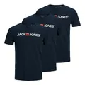 JACK & JONES Herren Shirts T-Shirts Logo Tee Crew Neck 3er Pack, Farbe:Blau, Artikel:12137126 - Blazer/Navy Blazer, Größe:S