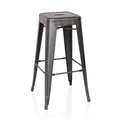 hjh OFFICE 645035 Barhocker VANTAGGIO HIGH Metall Schwarz/Gold Retro-Hocker im Industry-Design, stapelbar