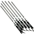 4U-Onlinehandel 6 Grillspieße 600x15x1,8mm EDELSTAHL mit Holzgriff Schaschlikspieße Fleischspieße Spieße Fleischwender Schampura Spieß