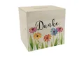 speecheese Spardose Blumen Spardose aus Holz mit Spruch Danke