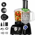 TurboTronic 800 W Küchenmaschine - FP800 - 1,2 L Behälter Zerkleinerer Zitruspresse Mixer schwarz rot Food Processor Multifunktion BPA-frei Schwarz - Schwarz