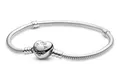 PANDORA Moments Herz und Schlangen-Gliederarmband aus Sterling Silber, Kompatibel Moments, Größe: 23, 594594C00-23