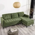 riess-ambiente Ecksofa STOCKHOLM 220cm grün Cordstoff Federkern 3-Sitzer mit Ottomane links und rechts platzierbar