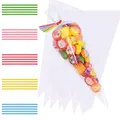 Faburo 100pcs 25x15cm Cone Tüten Süßigkeiten Tütchen Geschenktüten mit 100 Bindebänder für Süßigkeiten Schokolade Bonbons