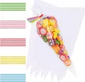 100x25x15cm Cone Tüten mit 100 Bindebändern - Süßigkeiten Verpackung