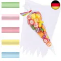 100pcs 25x15cm Cone Tüten Süßigkeiten Tütchen Geschenktüten mit 100 Bindebänder