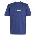 adidas Men's Essentials LINEAR Single Jersey Tee, Dark Blue/White, L