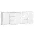 CDF Modernes Großes Sideboard Costa 200cm Möbel-Set 3 Türen 6 Schubladen Grifflos Kommode für Wohnzimmer Schlafzimmer Minimalistische Anrichte Viel Stauraum - Weiß