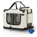 Juskys Tiertransporttasche Lassie, mit Decke, Tasche, Griffen und Fressnapf beige 50 cm x 52 cm