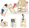 COSTWAY Kletterdreieck mit Rutsche, 7 in 1 Klettergerüst Indoor für Kinder ab 3 Jahren (Bunt)