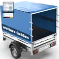 Tarpofix® Anhänger Plane 250x130x155 cm inkl. Planenseil | Anhängerplane Hochplane aus PVC PLANENMATERIAL | Verstärkte Hänger Plane für viele PKW Hänger Modelle | Abdeckplane Anhänger Abdeckung