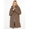 Zwillingsherz Kurzmantel "Keep Smiling" Kapuze, verdeckter Reißverschluss, Oversize braun XL (42)