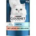 Gourmet Perle Duetto Katzenfutter nass, mit Lachs und Seelachs, 26er Pack (26 x 85g)