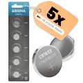 ABSINA CR1632 3V Lithium Knopfzellen 5er Pack - Batterien CR 1632 für Uhren