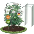 TTL GARDEN Strauchstützen 70cm x 40cm 4er Set - Pflanzenstütze Stahl rostfrei Kunststoff beschichtet - Pflanzenhalter Staudenhalter Blumenhalter Hortensie Rose Pfingstrose Ø 5,5mm grün